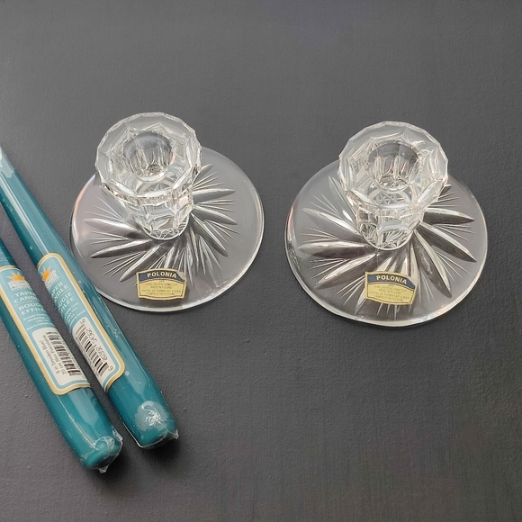 Pair of vintage | Pinwheel Crystal 🕯️ Candle stick holders | made in Poland - Picture 7 of 16